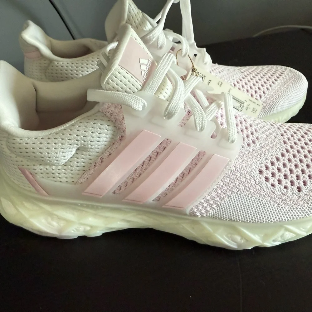 adidas Women's Light Pink and Cream Sneakers - Picture 2 of 10